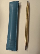 Vintage CROSS 1/20 Ballpoint Twist Pen 14K Gold Filled w/ Leather Pen Purse