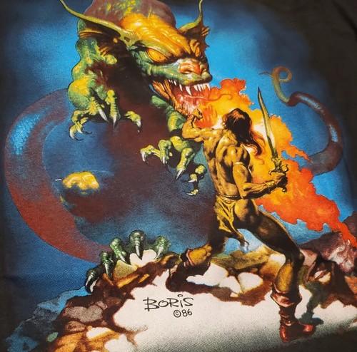 Deadstock 1986 Vintage Boris Vallejo Conan The Barbarian XL Fantasy *No Dry Rot* - Picture 2 of 3