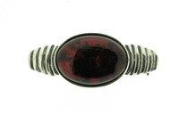Silver Brooch With Cherry Amber Silver Brooch With Cherry Amber