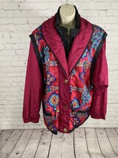 VTG Westbound Sport Multicolored Full Zip Button Up Floral Windbreaker Jacket L