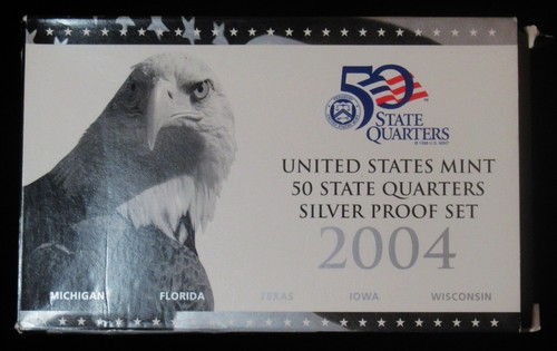 2004 5 Coin Quarters US Mint Silver Proof Set CoA in Original Box - Picture 5 of 5