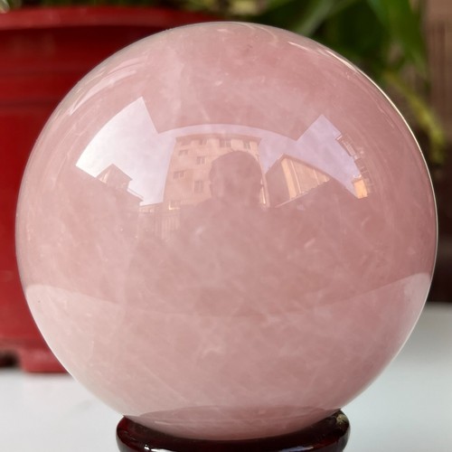 395g Natural Pink Quartz Rose Quartz Ball Crystal Sphere Meditation Healing - Picture 4 of 10