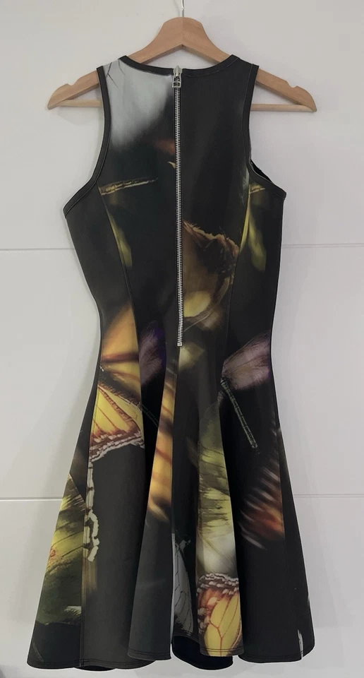 Faith Connexion Butterfly Neoprine Scuba Fit Flare Dress XS Black, Stretchy, Zip - Image 4 of 4