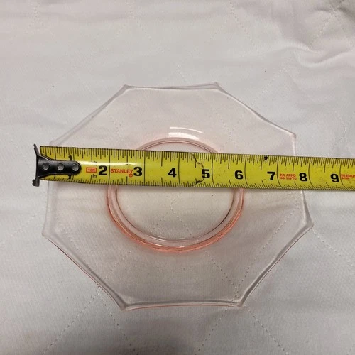 7 Vintage octagon shaped pink depression glass Plates 7.5"