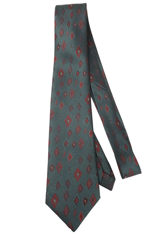 Corbata sin marca para hombre talla única verde puntiaguda estampada clásica formal atada Foto 4 de 4