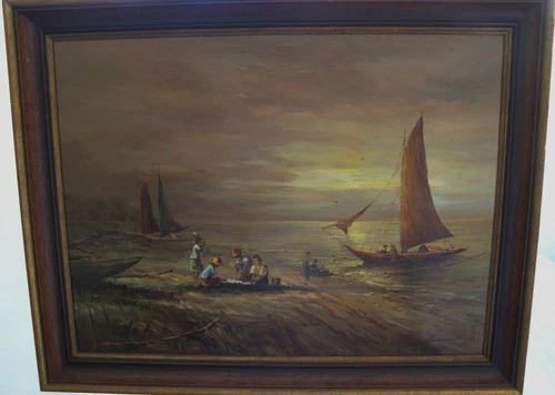 Fine Filipino School Oil on Canvas Signed Illegibly.