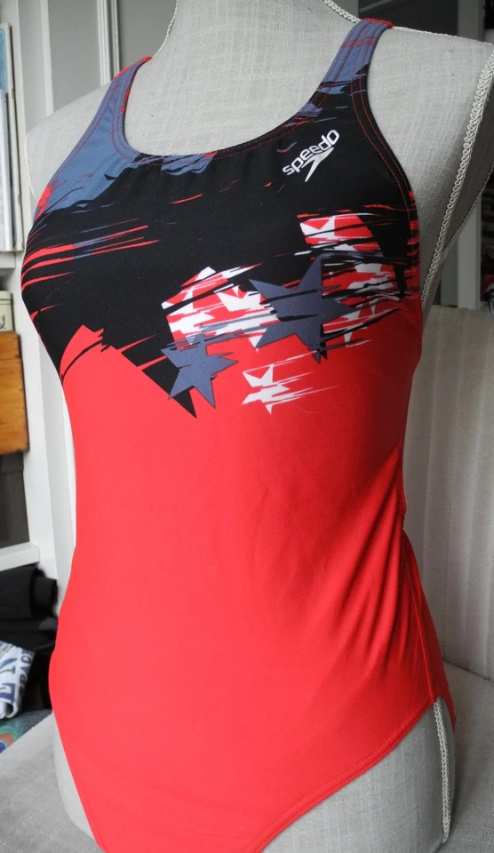 Maillot de bain 1 pièce SPEEDO Endurance 40/42 rouge noir gris blanc - Photo 1/4
