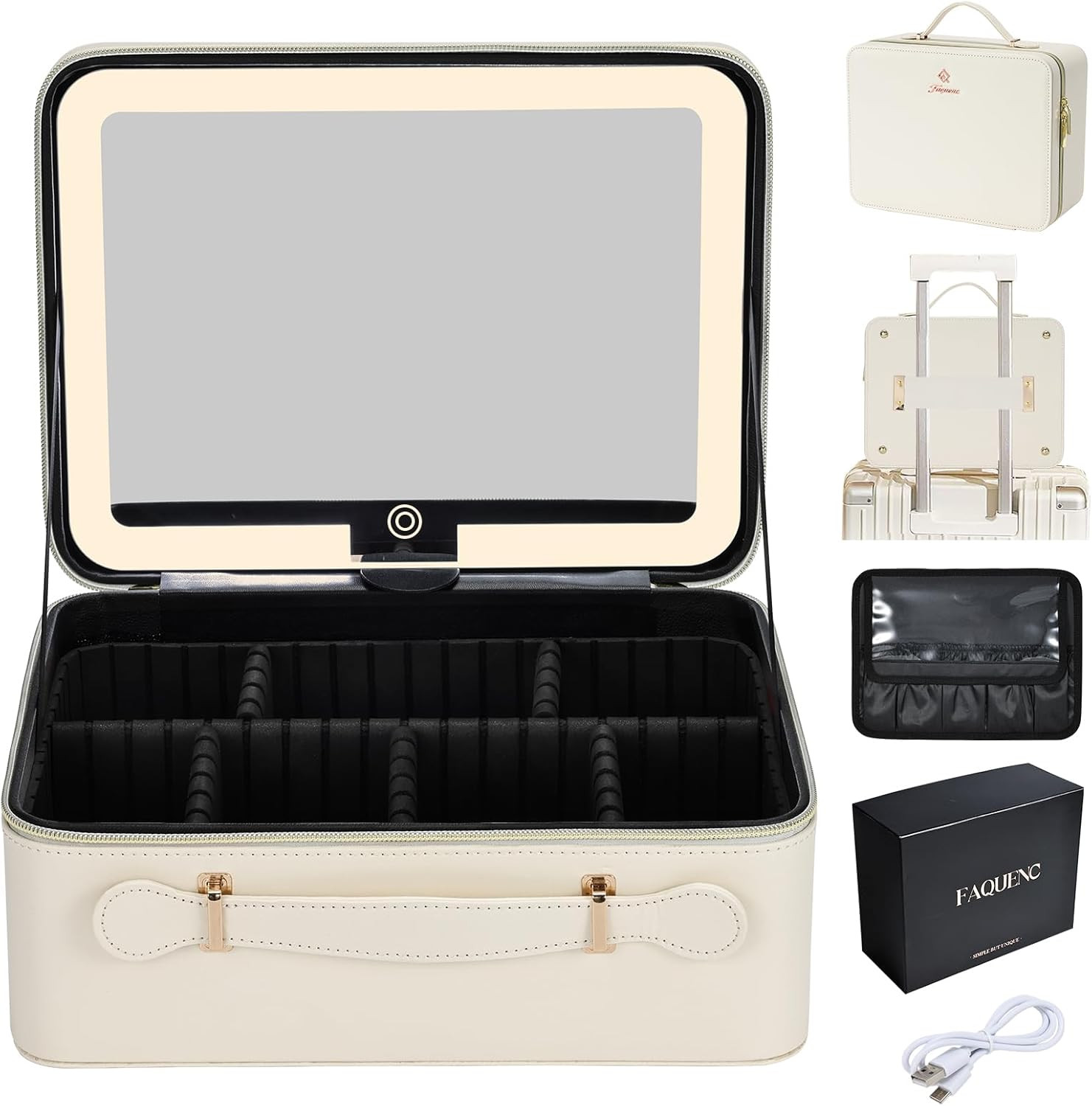 Beauty Case Extra Large Con Specchio a LED, Scatola Cosmetica Con Specchio Illum