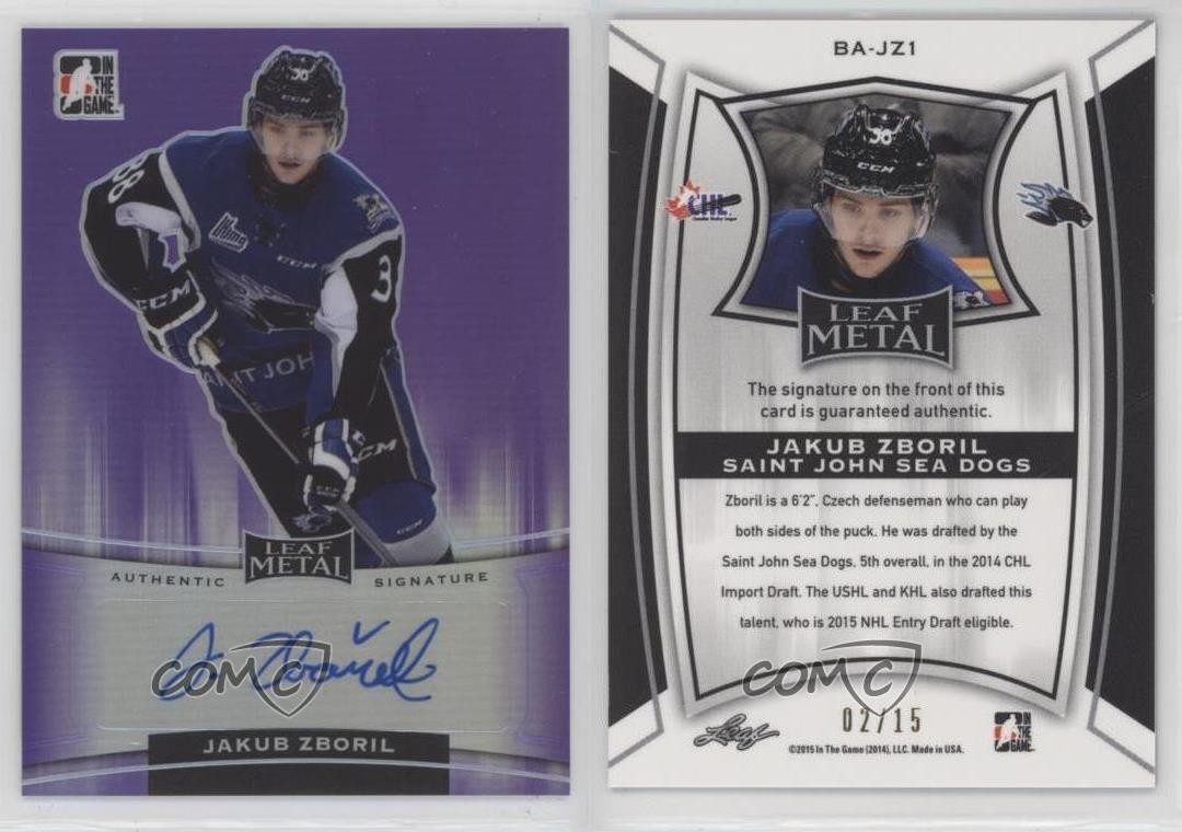 2014-15 ITG Leaf Metal Purple Prismatic 2/15 Jakub Zboril #BA-JZ1 Auto 0o5t