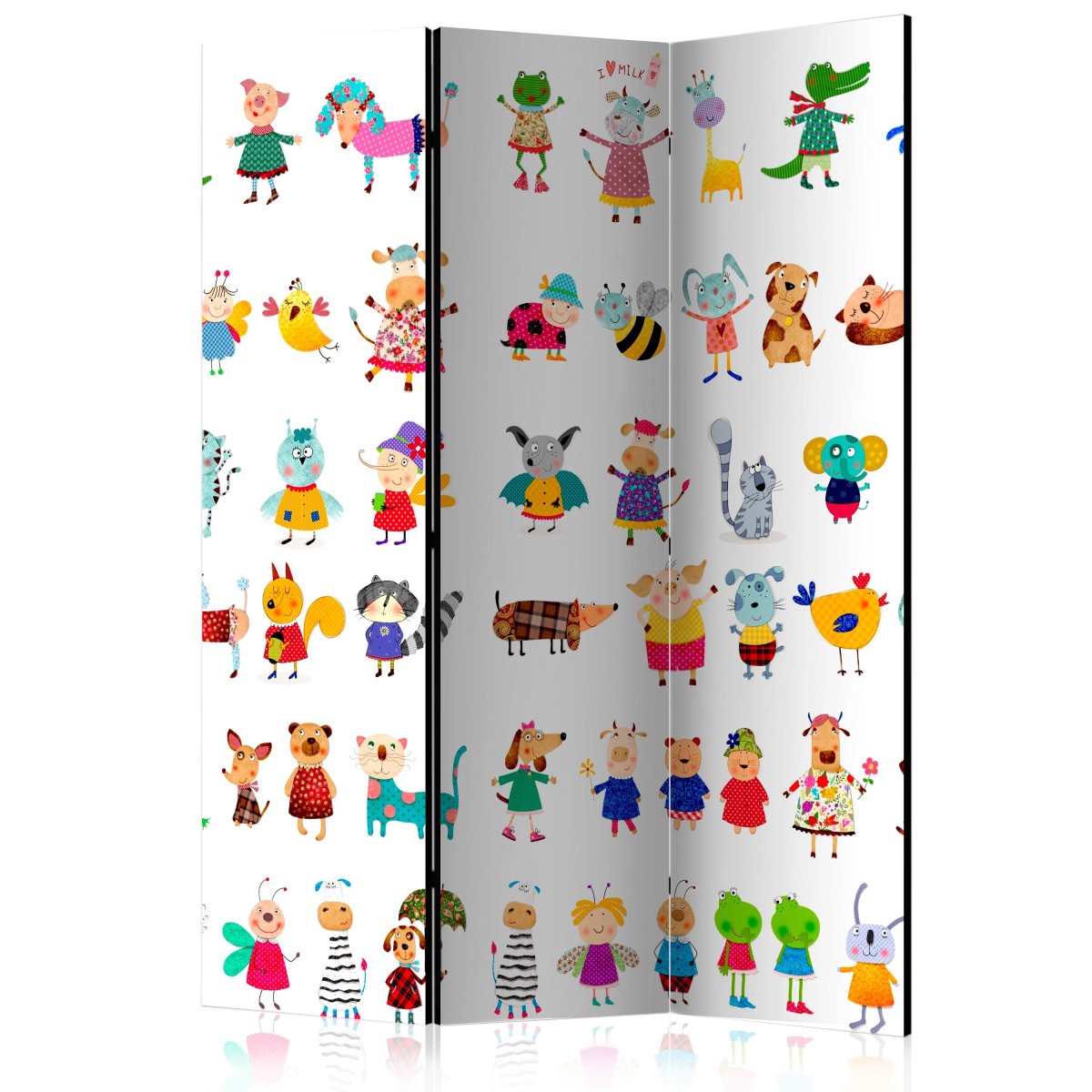Paravent 3 volets anti-distraction pour chambre partagée d'enfants Cartoon Pets