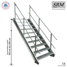 10 Stufen Stahltreppe STATIK Breite 60 - 120 cm, Geschossh&ouml;he 150 - 200 cm