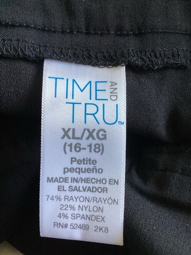 Time and Tru Women’s Straight Leg Mid Rise Stretch Pants XL /XG (16-18) Black - Picture 11 of 11