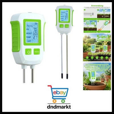Mcbazel 5-in-1 Bodenmessgerät, Multifunktionaler Boden-Tester pH, Bodenfrucht...