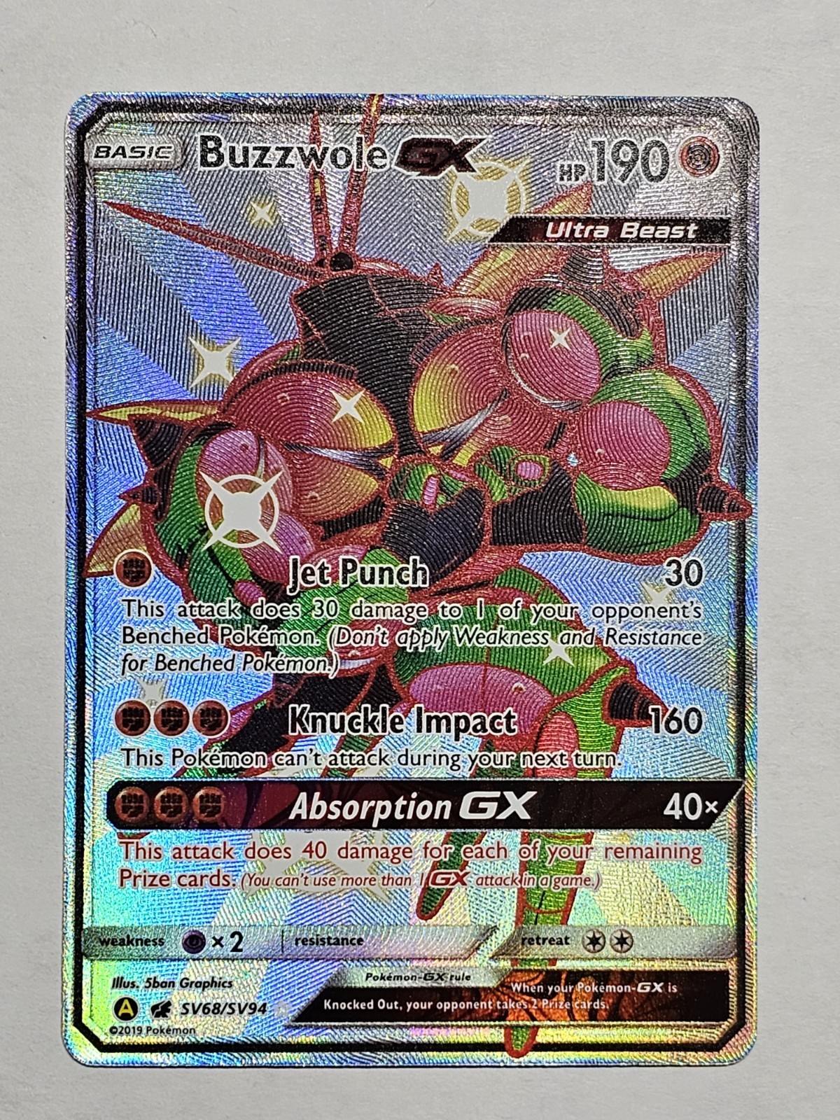 Buzzwole GX SV68/SV94 Shiny GX Rare Hidden Fates Shiny Vault Pokemon Near Mint