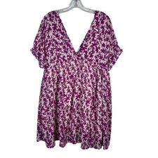 Free People Sun Up Mini Dress Pink Floral Pattern Size S Oversized