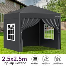 LOEFME 2.5x2.5m Heavy Duty Pop up Gazebo Marquee Oxford Canopy Tent With 4 Sides