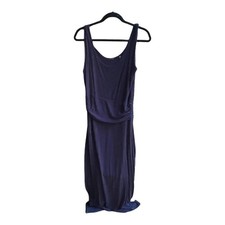 Tahari Size S Navy Blue Jersey Sleeveless Ruched Tank Maxi Dress