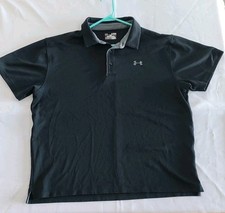 Under Armour Heatgear Golf Polo Shirt Mens XL Black Short Sleeve Logo