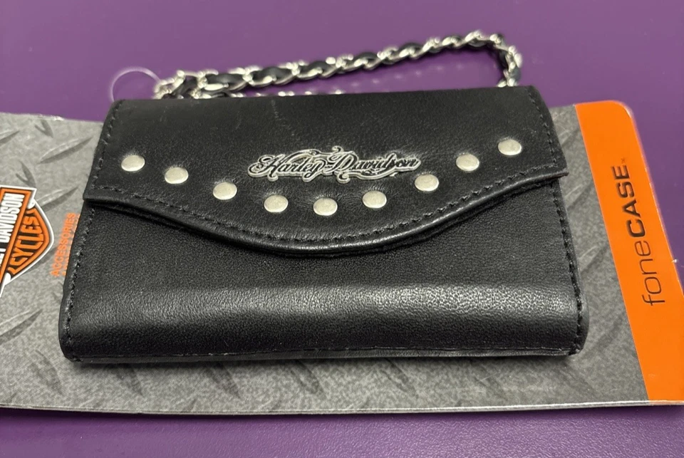 Harley Davidson Funda Horizontal de Cuero Estuche Bolsa con Tachuelas de Metal Nuevo Foto 2 de 4
