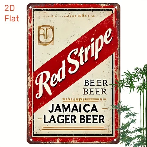 Vintage Red Stripe Jamaica Lager Beer Tin Metal Signs Home Décor 8x12