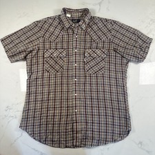 Vintage 1980s-90s Levi  s Pearl Snap Western Shirt Size XL Plaid