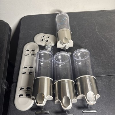 simplehuman Triple Wall-Mount Shower Dispenser 3-Chamber Silver/Clear Plus One