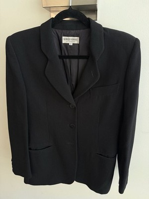 Giorgio Armani Le Collezioni Blazer Size 8 Black Virgin Wool 3-Button
