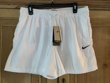 NWT Nike Shorts-Sportswear Essential Repel Mesh Lined-Pockets-White-Women s L