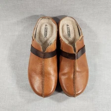 Pikolinos Granada Brown Calfskin Leather Womens Size 9 Clogs Brandy Wedge Shoes