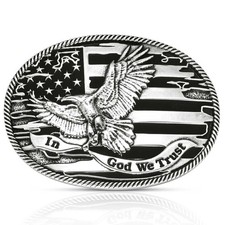 Montana Silversmiths Attitude Forged In Freedom Eagle Western Oval Belt Buckle