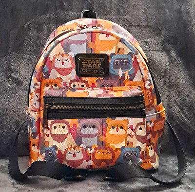 Loungefly Star Wars Multicolor Mini Backpack Zip Adjustable Straps Pockets Gold