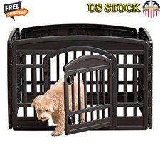 4-Panel Pet Playpen W/ Door Durable Easy Setup Indoor Outdoor Pet Fence New