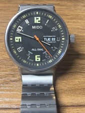 Mido All Dial Chronometer Automatic Wristwatch Silver Metal Black Dial Men