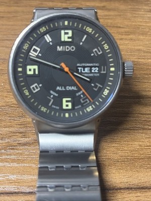 Mido All Dial Chronometer Automatic Wristwatch Silver Metal Black Dial Men