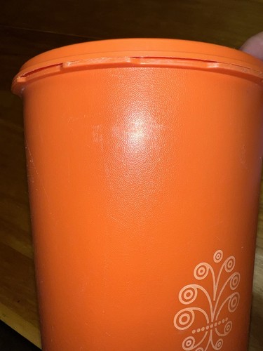 VINTAGE Tupperware ORANGE Tall Snack Canister 1222 & Matching Servalier Seal - Picture 12 of 13