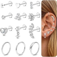Helix Piercings 12PCS 18G Chirurgenstahl Gold Silber Ohrstecker Damen Schmuck