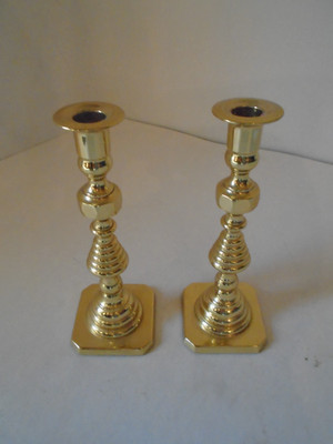 Set of 2 matching Baldwin Brass Candlesticks 10  Tall Heavy