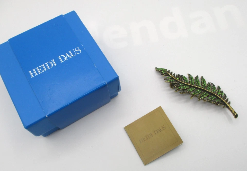 HEIDI DAUS MAIDEN FERN BROOCH with GREEN CRYSTALS RHINESTONES ~ SIGNED ~ MIB - Image 2 of 4