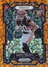 2023 Prizm Chase Brown RC Orange Disco Rookie #318 Bengals
