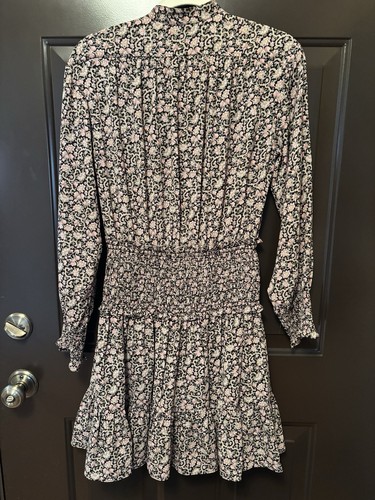 La Vie Rebecca Taylor Floral Long Sleeve Smocked Ruched Dress Small S - Picture 2 of 5