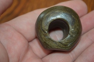 Green & Black Banded Slate Archaic Fluted Ball Bannerstone Clinton Co Indiana