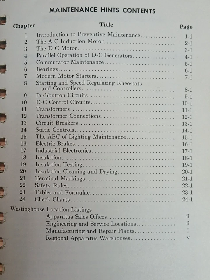 Maintenance Hints Westinghouse Electric Corp. - Double Spiral Bound - Image 4 of 4