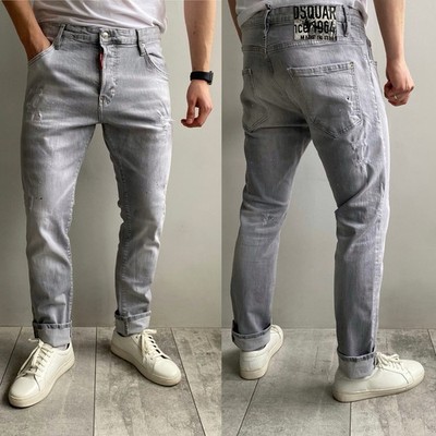 DSQUARED2 Men s Slim Damage Gray Jean Size 52(fits L/XL) Made in Italy 