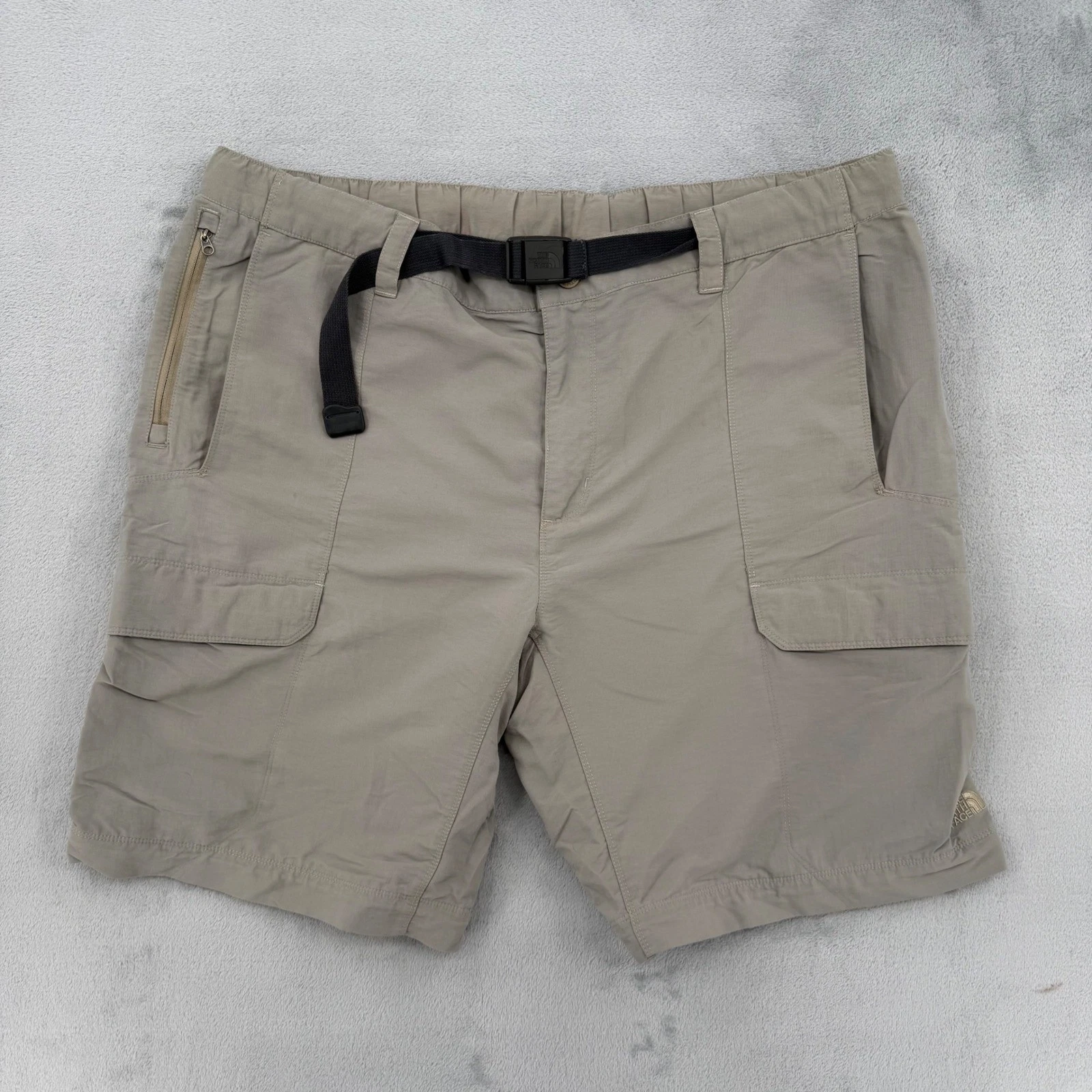 The North Face Mens Tan Khaki Hiking Cargo Shorts Belted Size XL