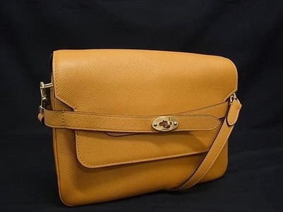 MULBERRY Schultertasche Handtasche Drehverschluss Leder senfgelb echt
