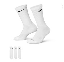 Nike Everyday Plus Cushioned Training Crew Socks 3 Pack WHITE Size XL 12-15