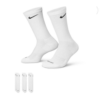 Nike Everyday Plus Cushioned Training Crew Socks (3 Pack) WHITE Size XL 12-15
