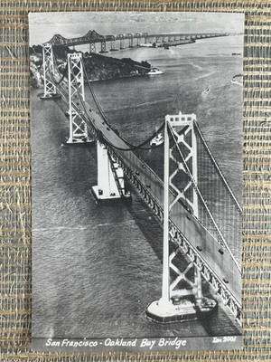 RPPC San Francisco - Oakland Bay Bridge Aerial California Postcard