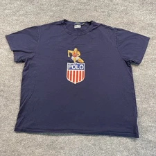 Vintage POLO Ralph-Lauren Track-&-Fields Hurdle Shirt 2XL 27x27 Blue