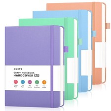 Graph Paper Notebook 4 Pack, 160 Pages, A5 Medium Size 5.7" x 8.3" , 100gsm ...